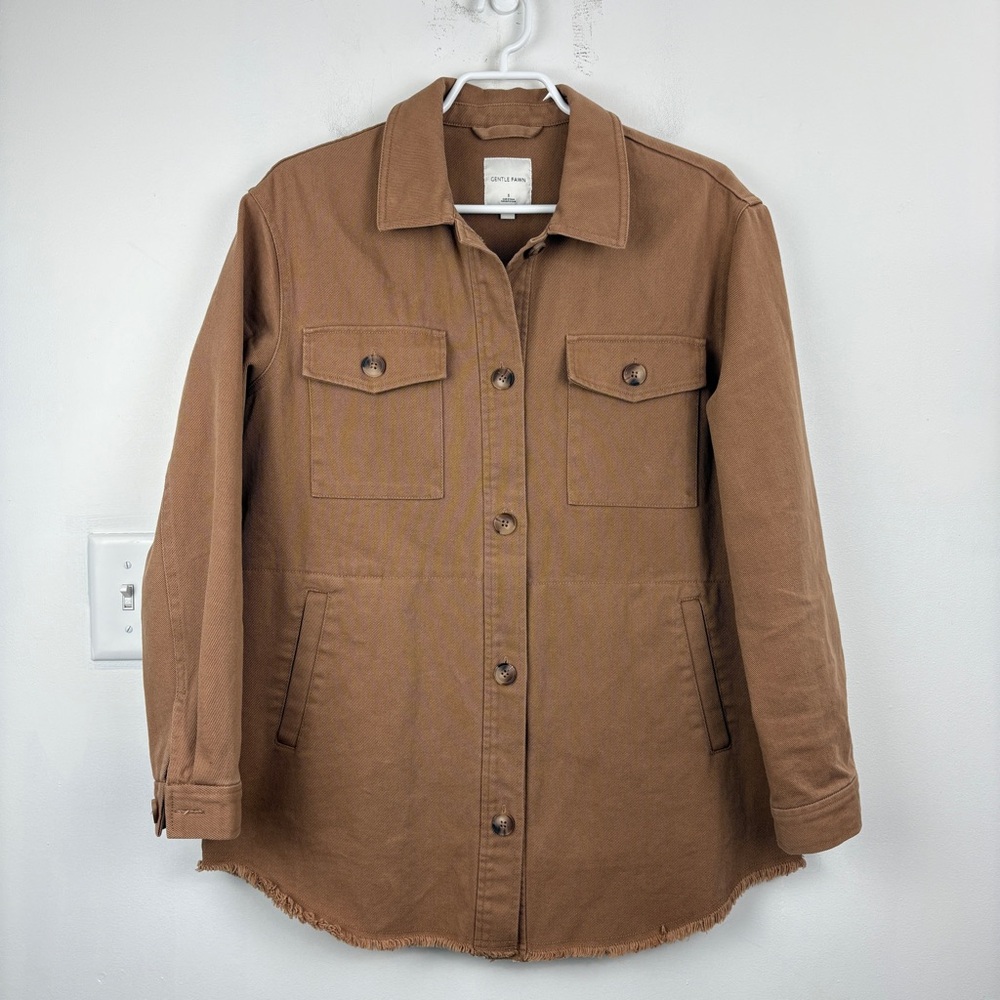 Gentle Fawn Oversized Denim Shacket With Raw Hem 100% Cotton